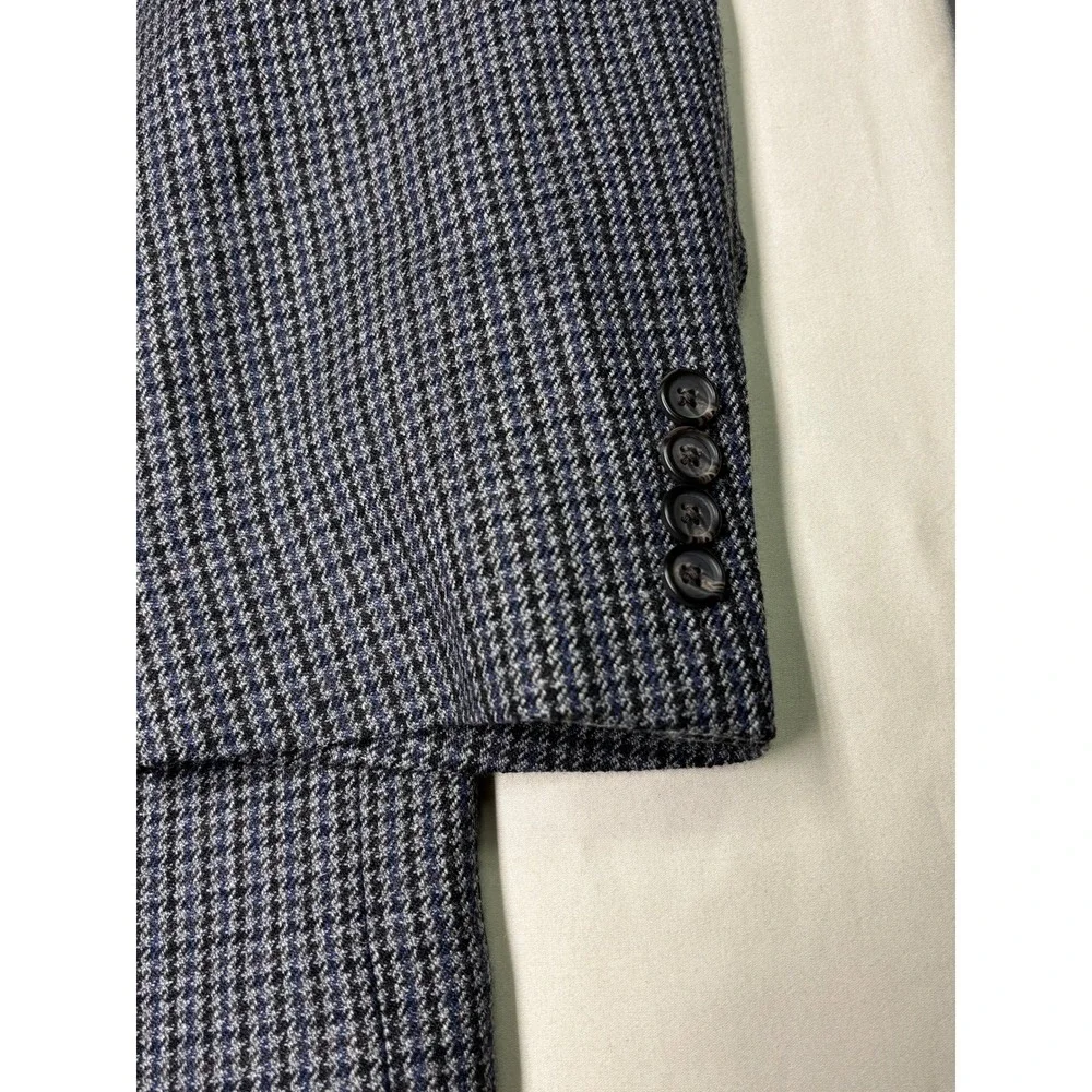 Lauren Ralph Lauren Mens 48R 100% Wool Houndstooth Sport Coat Blazer Blue Grey